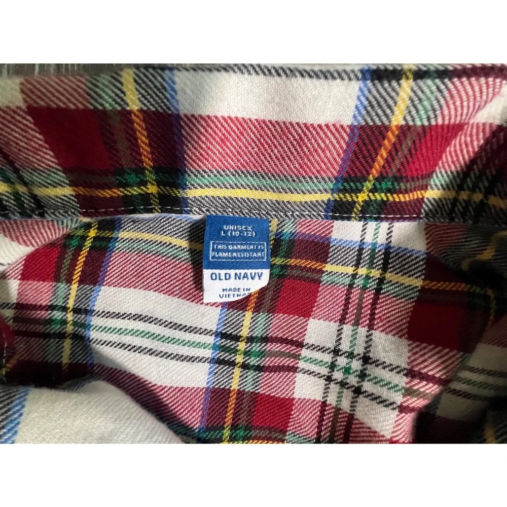 Old‎ Navy Flannel Shirt Unisex Kids L 10-12 Red Plaid Button